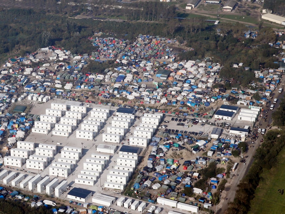 Ausschnitt des Flüchtlingslagers Calais.