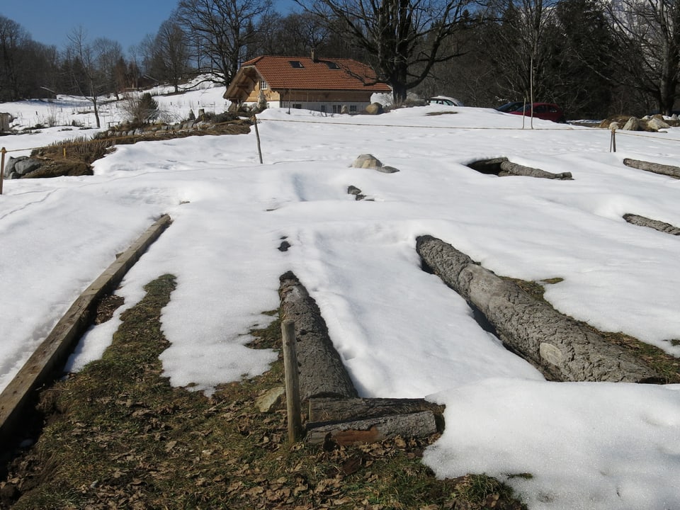 Struktur der Tiefbeete im Schnee
