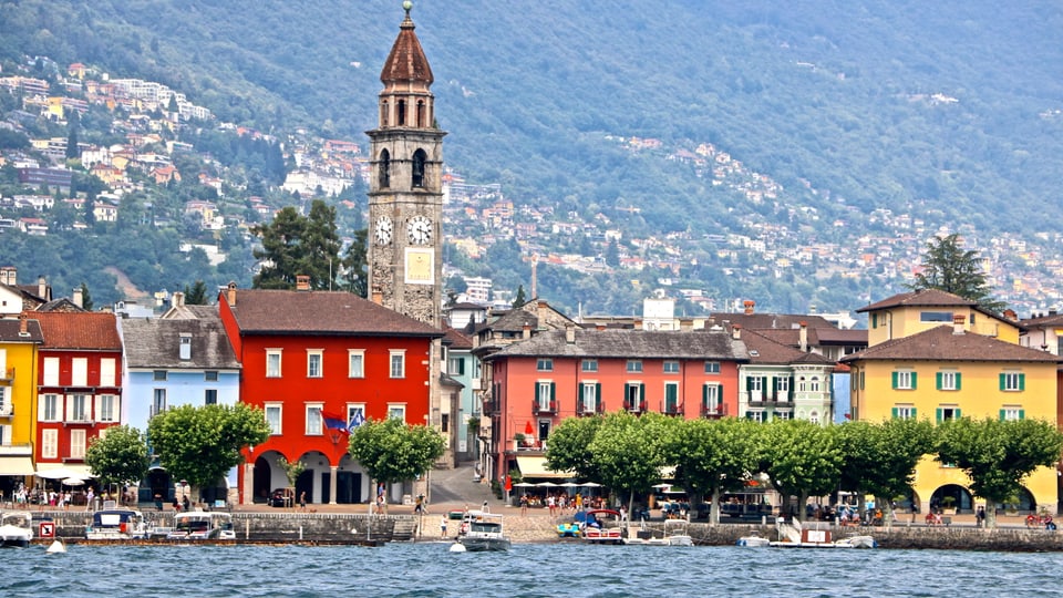 Blick vom See auf Ascona