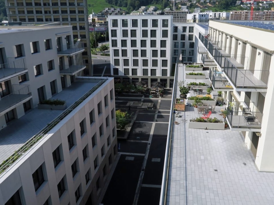 Blick auf das neue Wohnquartier Mattenhof in Kriens
