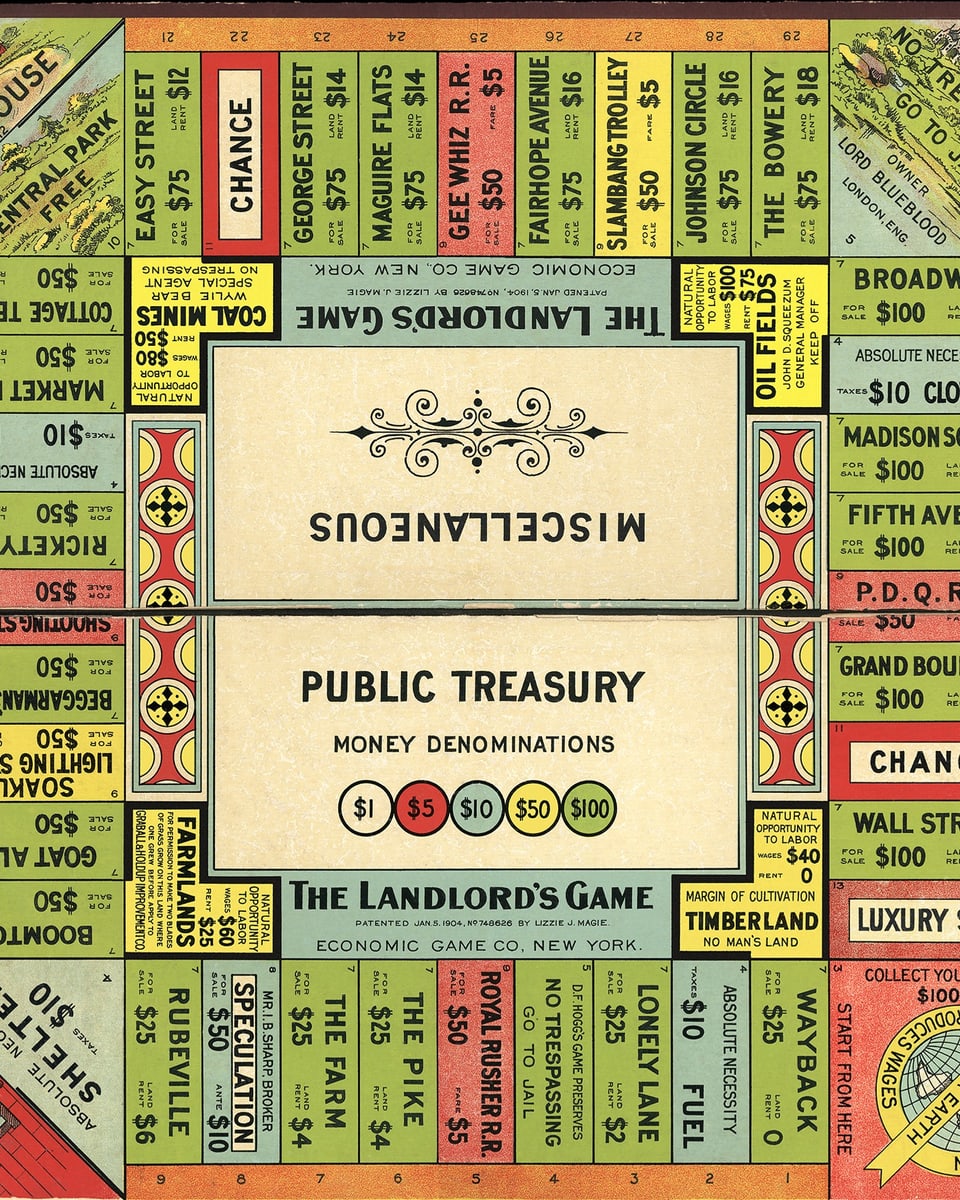 Blick auf altes Spielbrett Monopoly
