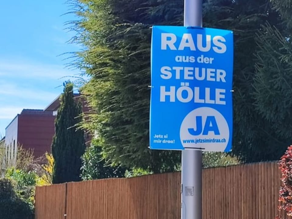 Blaues Abstimmungsplakat.