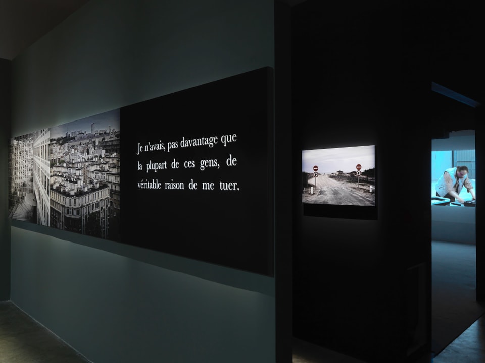 Ein Foto einer Ausstellung von Autor und Künstler Michel Houellebecq.