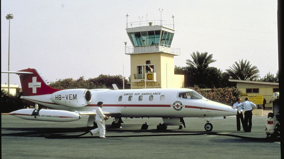 Ein Learjet auf dem Flughafen.