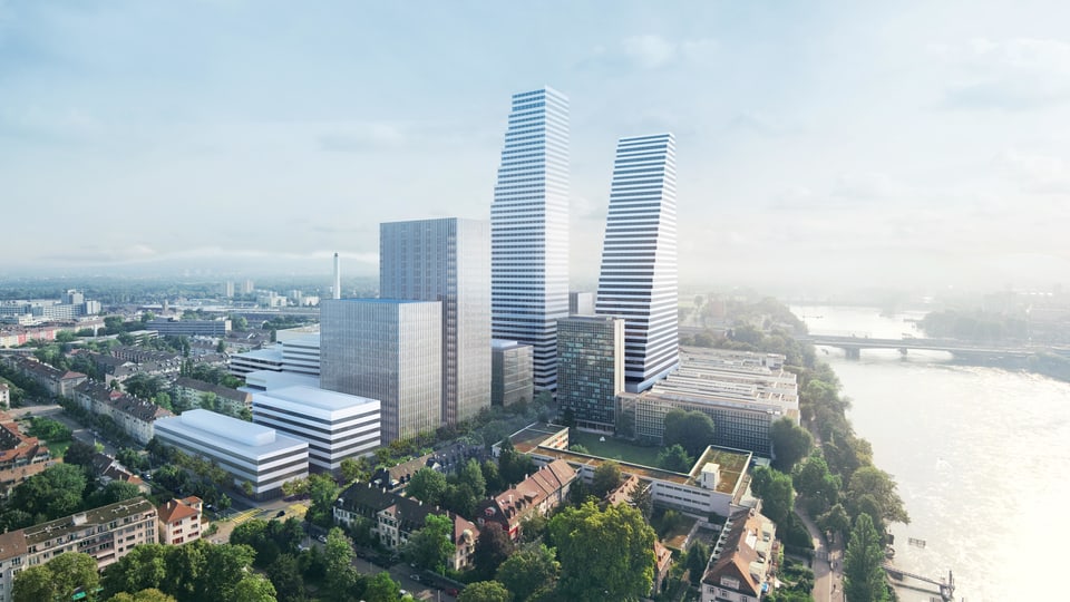 Campus mit geplanten Hochhäusern in Basel