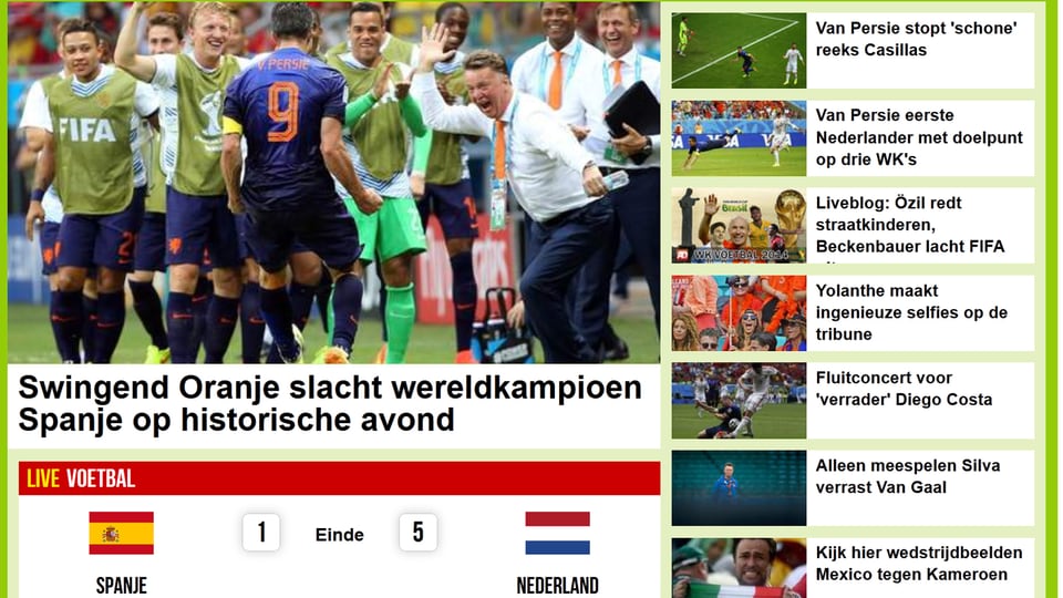Screenshot einer holländischen Web-Zeitung.