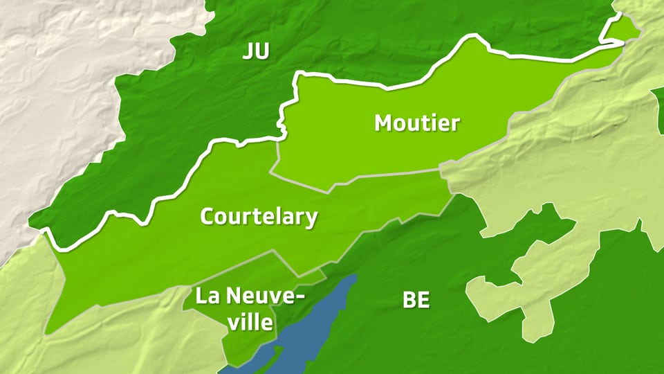 Karte zeigt den Berner Jura.