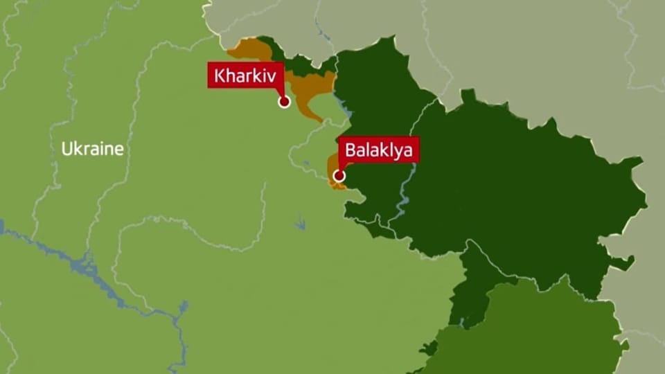 Kartenausschnitt bei Charkiw im Osten.