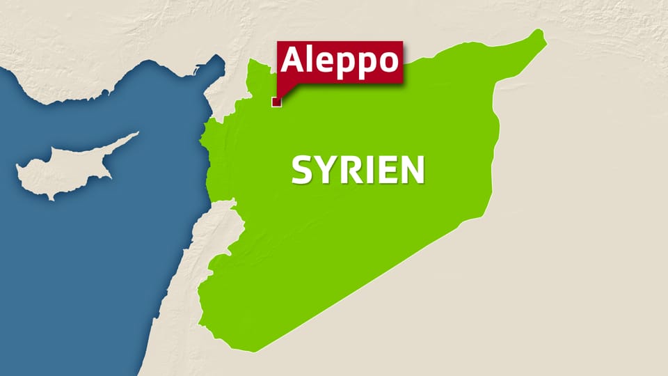 Karte von Syrien mit Fahne bei Aleppo