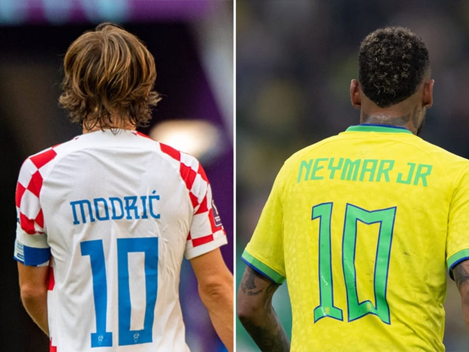 Zwei brillante Zehner treffen aufeinander Luka Modric und Neymar von hinten.