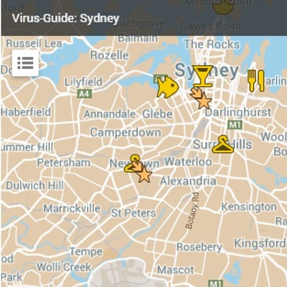 Screenshot von Sydneykarte