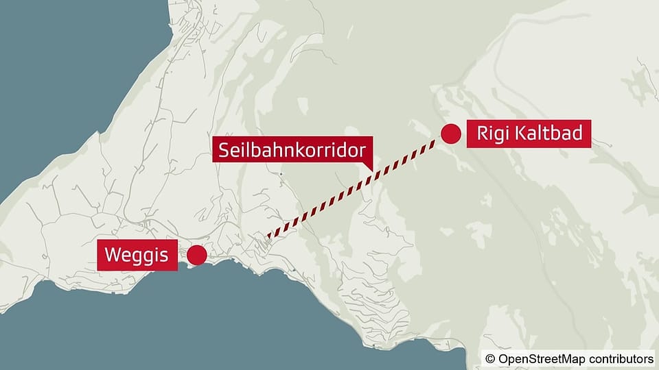 Karte des Seilbahnkorridors