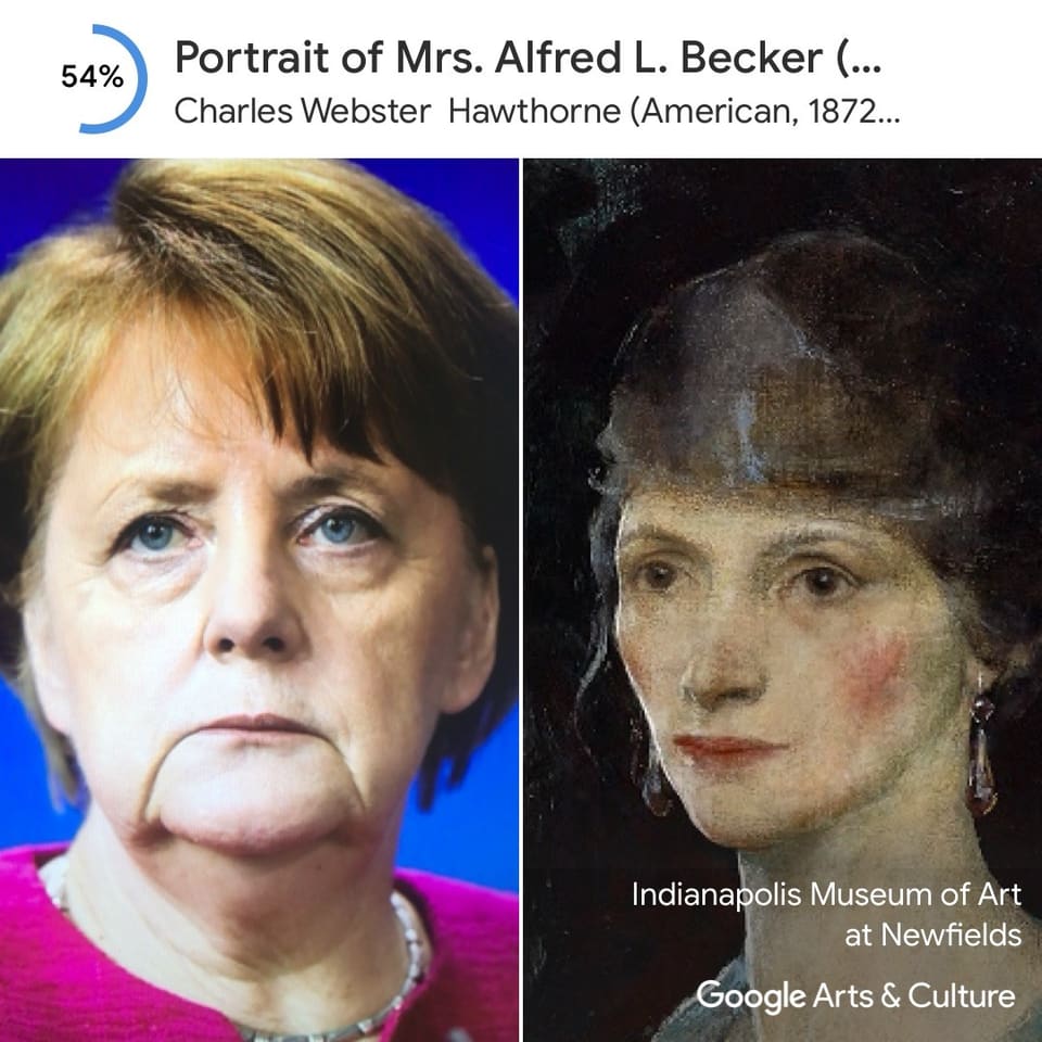 Ein Google Art Selfie mit Angela Merkel