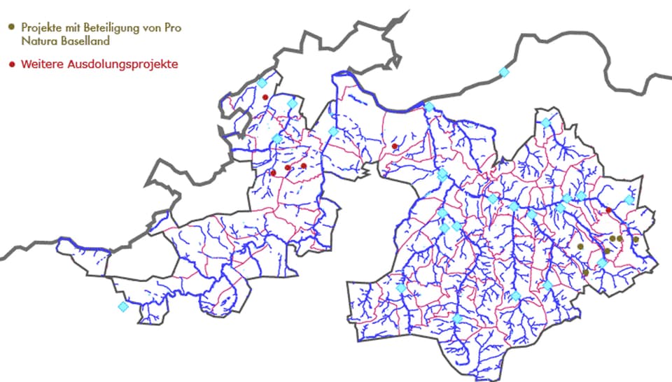 Karte mit Flussläufen 