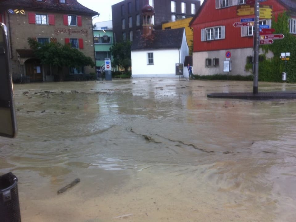Ein überschwemmter Platz