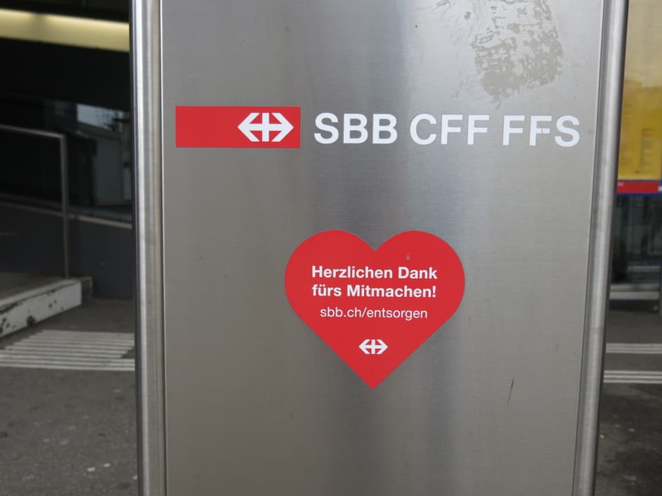 Ein rotes Herz auf demSteht, dass die SBB fürs Mitmachen danken.
