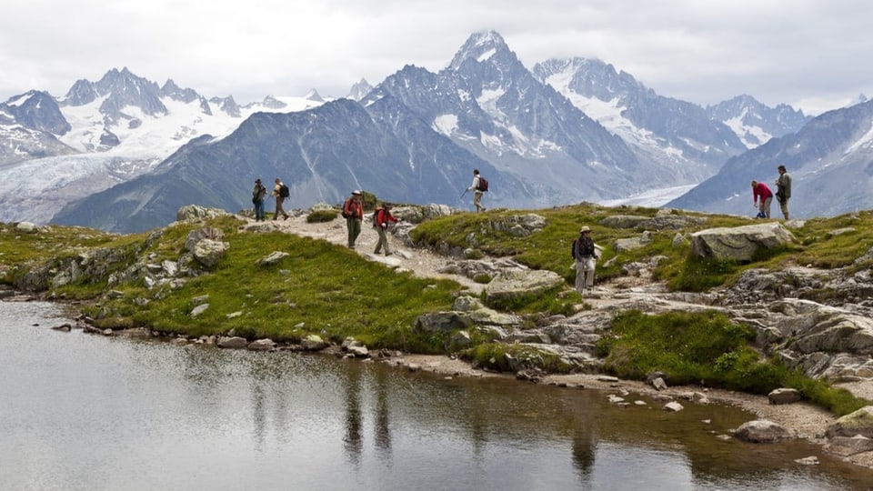 Wandergruppe auf dem Berg.