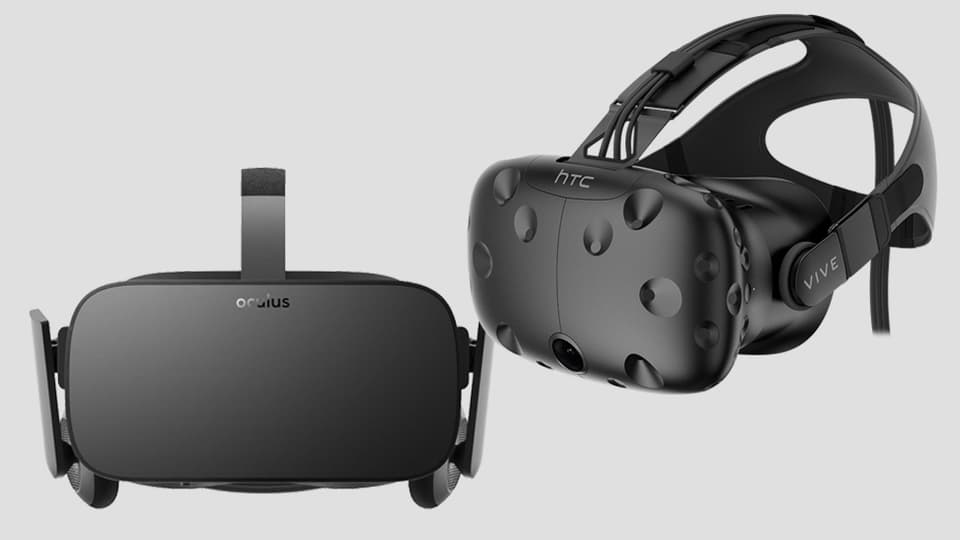 Zwei Virtual-Reality-Brillen: Die Oculus Rift und die HTC Vive