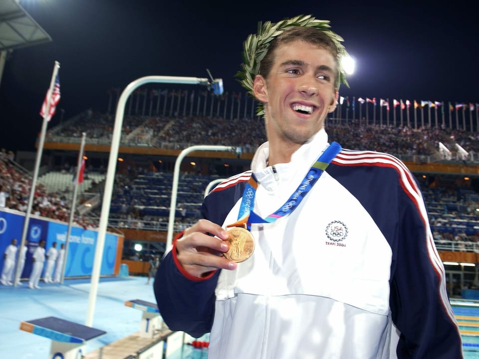 Michael Phelps in Athen 2004.