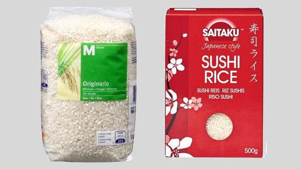Zwei Packungen Reis.
