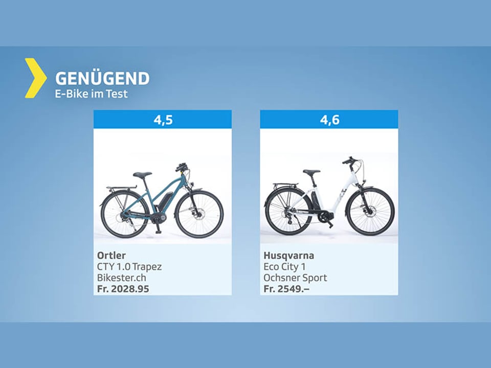 Testgarfik Ebikes - Gesamturteil genügend