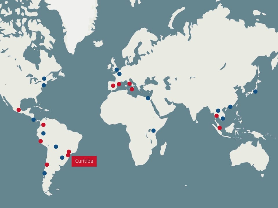 Weltkarte mit Standorten Schweizerschulen