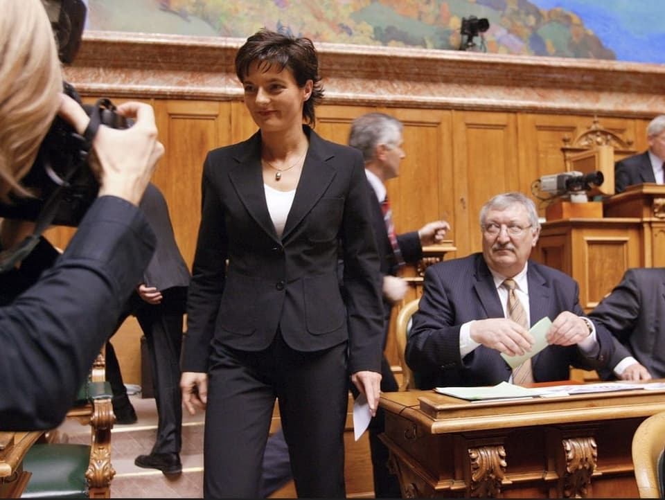Bundesrätin Metzler bei ihrer Abwahl 2003.