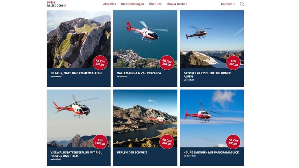 Webseite von Swiss Helicopter