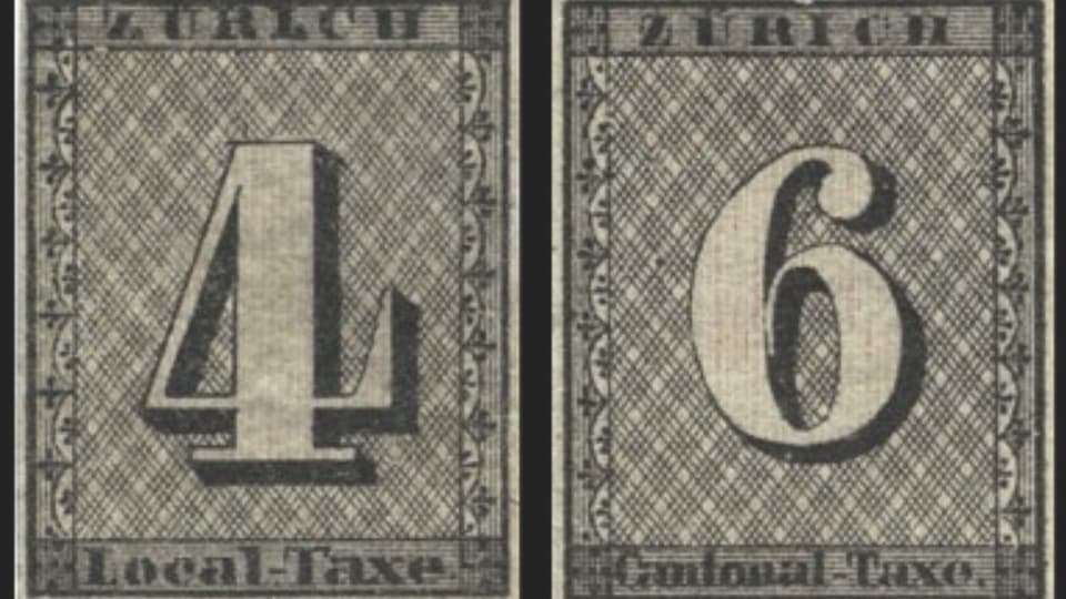Briefmarken Zürich 4 und Zürich 6.