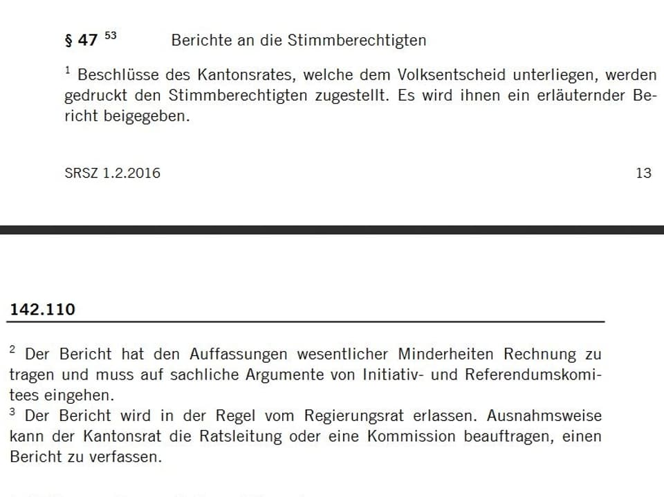 Screenshot der Geschäftsordnung für den Kantonsrat Schwyz.