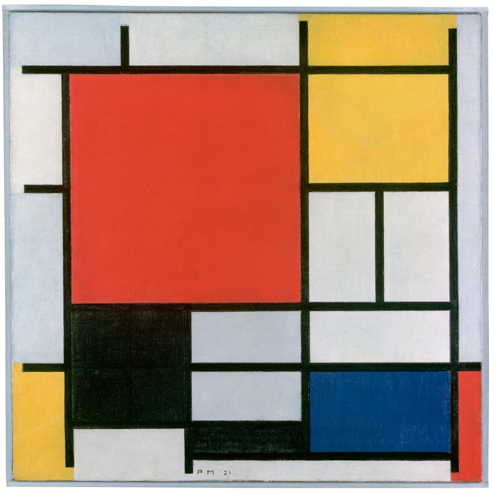 Piet Mondriaan: Komposition in Rot, Gelb, Blau und Schwarz, 1921.