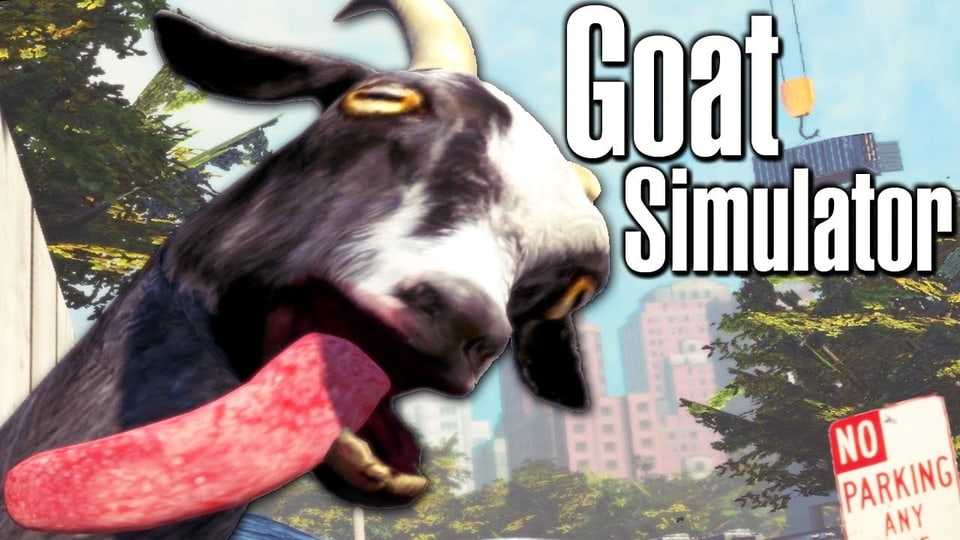 Eine Ziege der die Zunge aus dem Mund hängt, ist der Protagonist im Goat Simulator. 