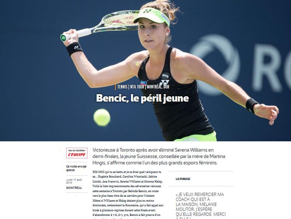 Auszug aus der Zeitung L'Équipe
