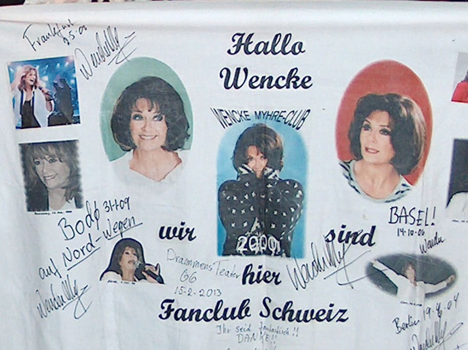 Fanplakat mit Fotos und Unterschriften von Wencke.