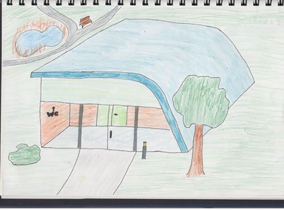 Zeichnung einer Schule 