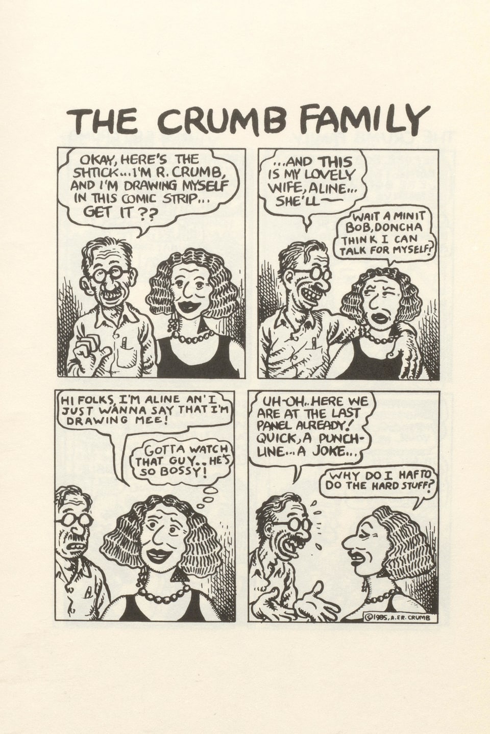 Comicseite in schwarz-weiss mit einem typischen Familiendialog