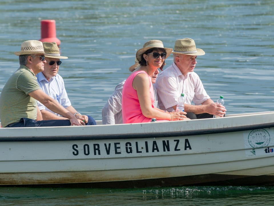 Didier Burkhalter, Johann Schneider-Amman, Doris Leuthard und Ueli Maurer auf dem Boot.