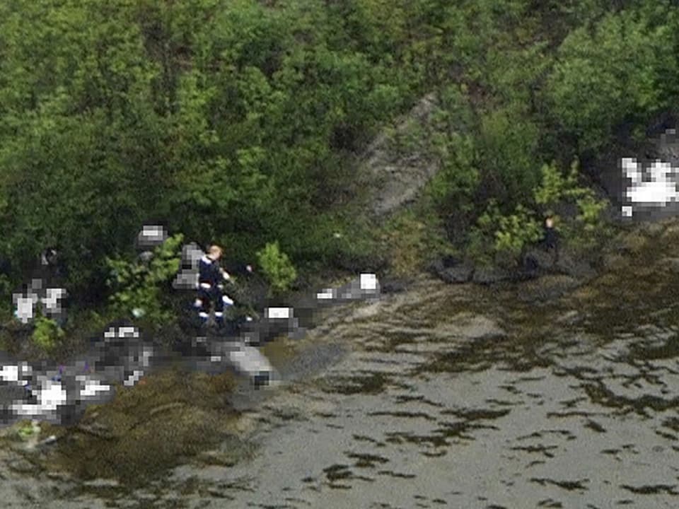 Helikopteraufnahmen von Breivik auf der Insel