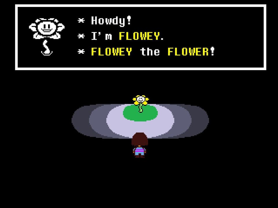 Die Blume Flowey stellt sich vor.
