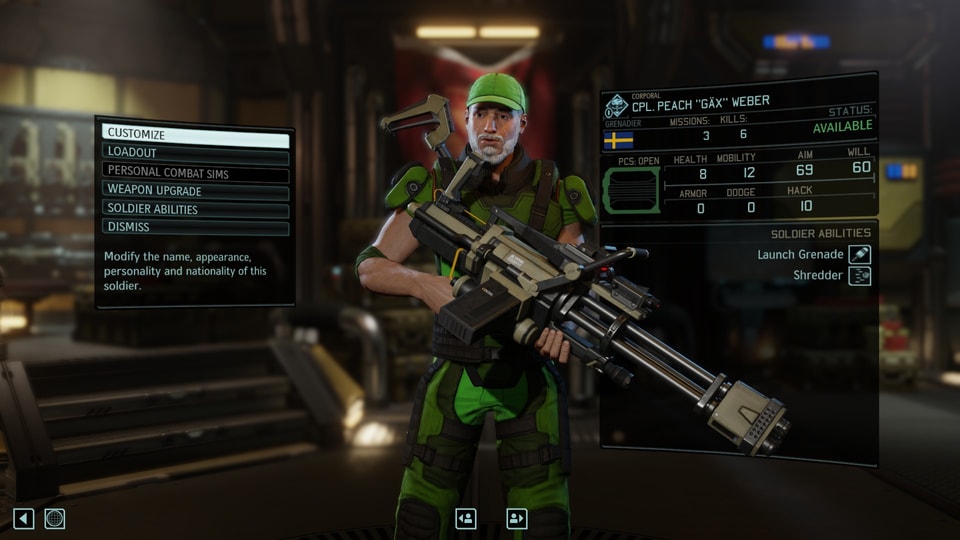 Ein Soldat mit Maschinengewehr und grüner Mütze erinnert vage an den Komiker Peach Weber.