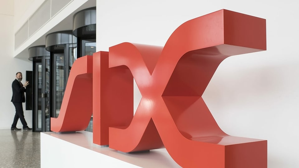 Das Logo der SIX Group in der Schweizer Börse in Zürich
