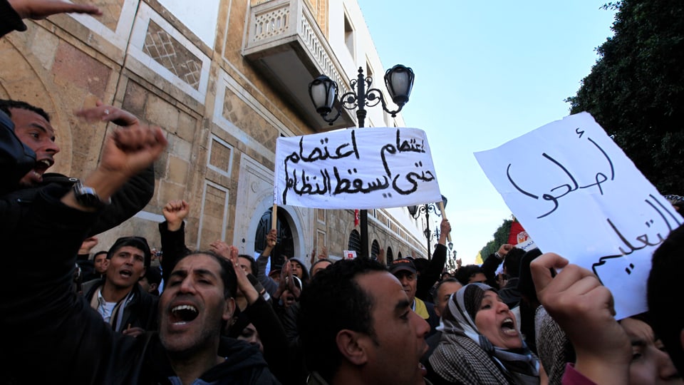 Protestierende in Tunis