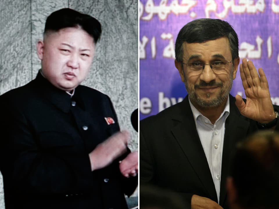 Bildmontage: links Kim Jong Un, rechts Mahmud Ahmadinedschad.