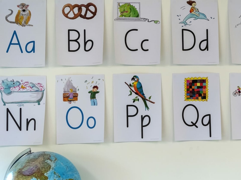 Tafeln mit Gross- und Kleinbuchstaben für die Primarschule.