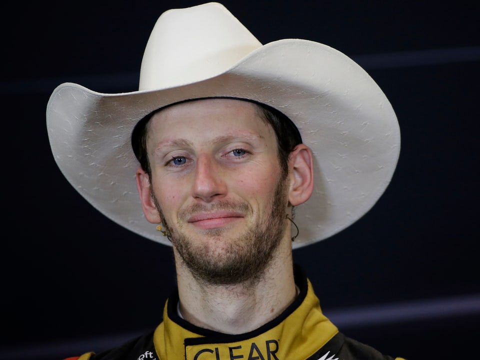 Romain Grosjean mit Cowboy-Hut.