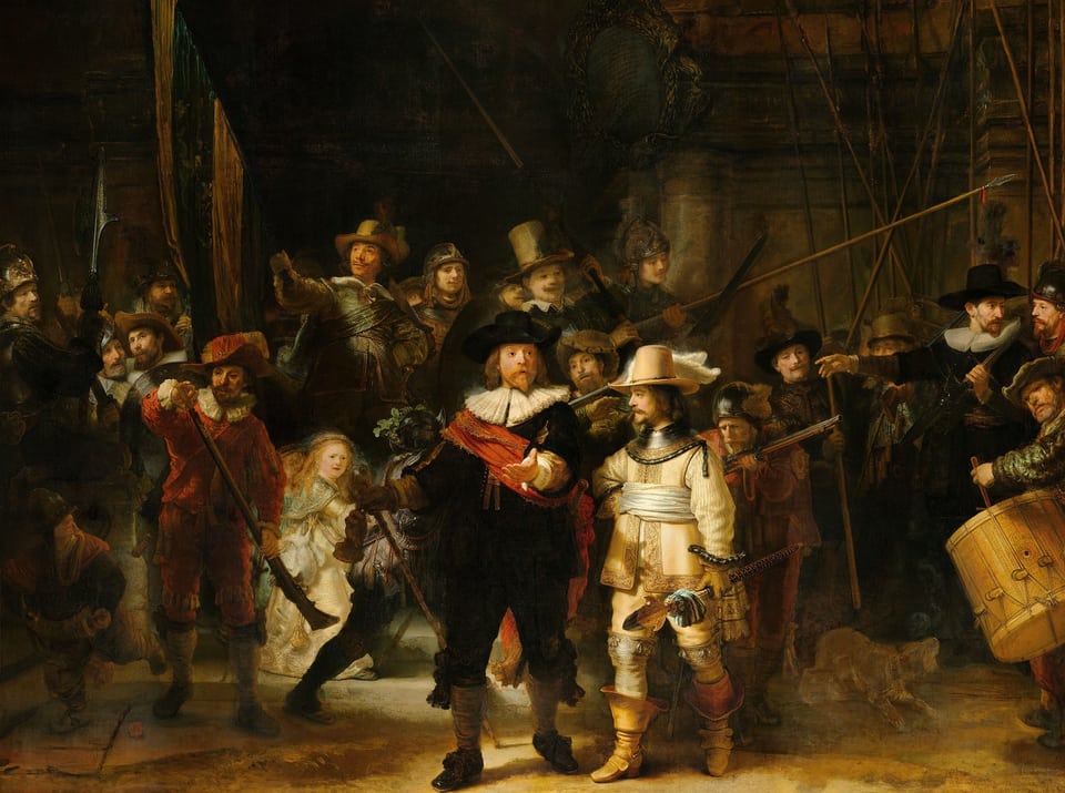«Nachtwacht»: Das Gemälde des niderländischen Malers Rembrandt.