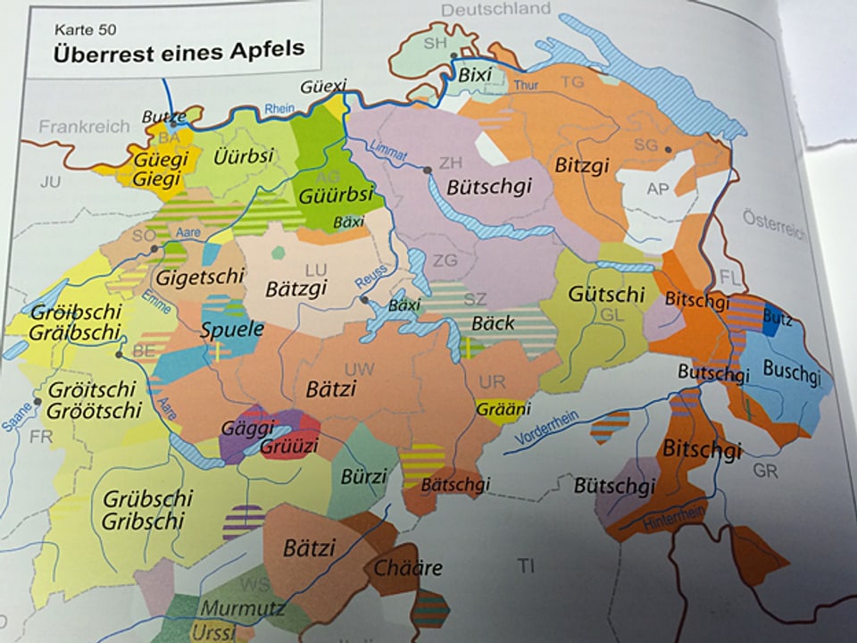 Karte für Aussprache des Apfelgehäuses.