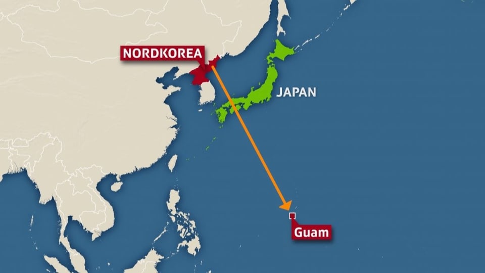 Karte Nordkorea-Guam.