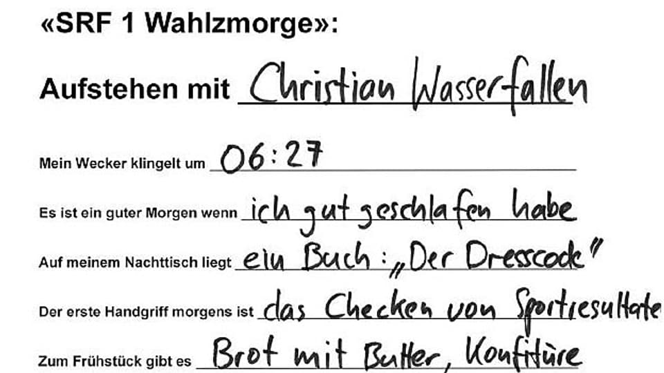 Handschrift von Christian Wasserfallen.