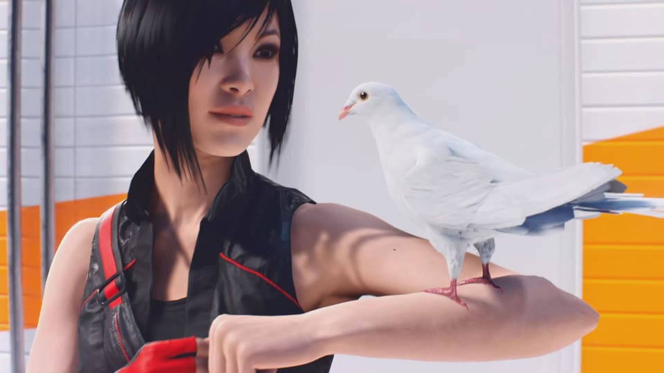 Faith und eine Taube auf dem Arm
